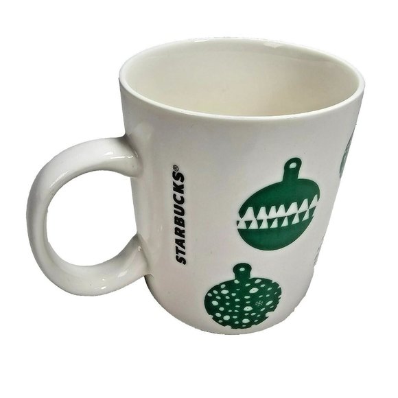 Starbucks Other - 2016 Starbucks Logo Coffee Cup Mug White w/ Green Christmas Ornaments 12oz.
